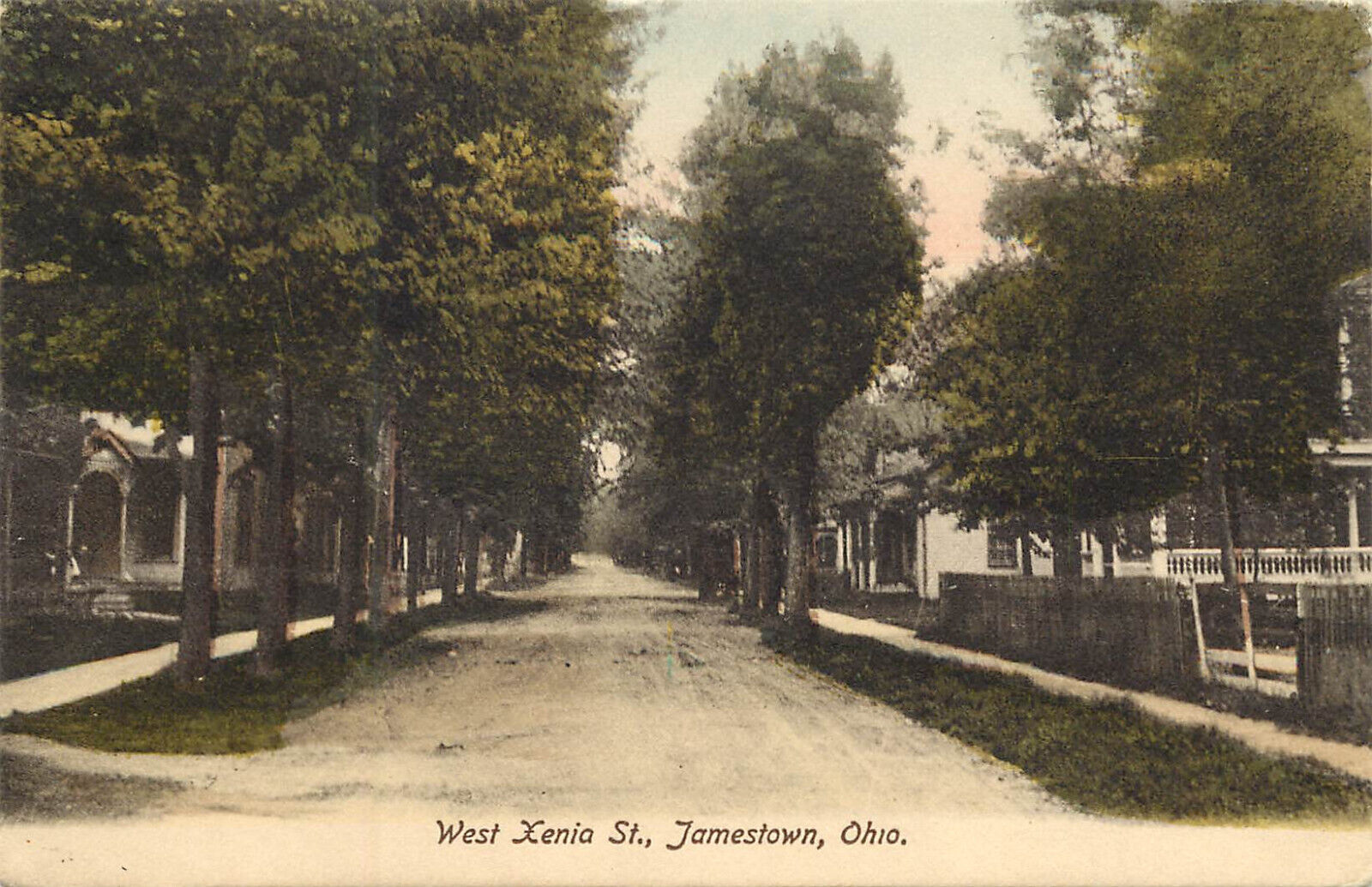 Postcard West Xenia Street Jamestown OH Greene County Residential Street Scene