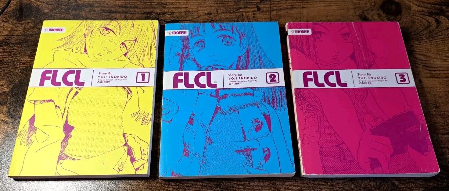 FLCL Light Novel Complete Vol 1,2,3, English, RARE OOP - YOJI ENOKIDO - Tokyopop