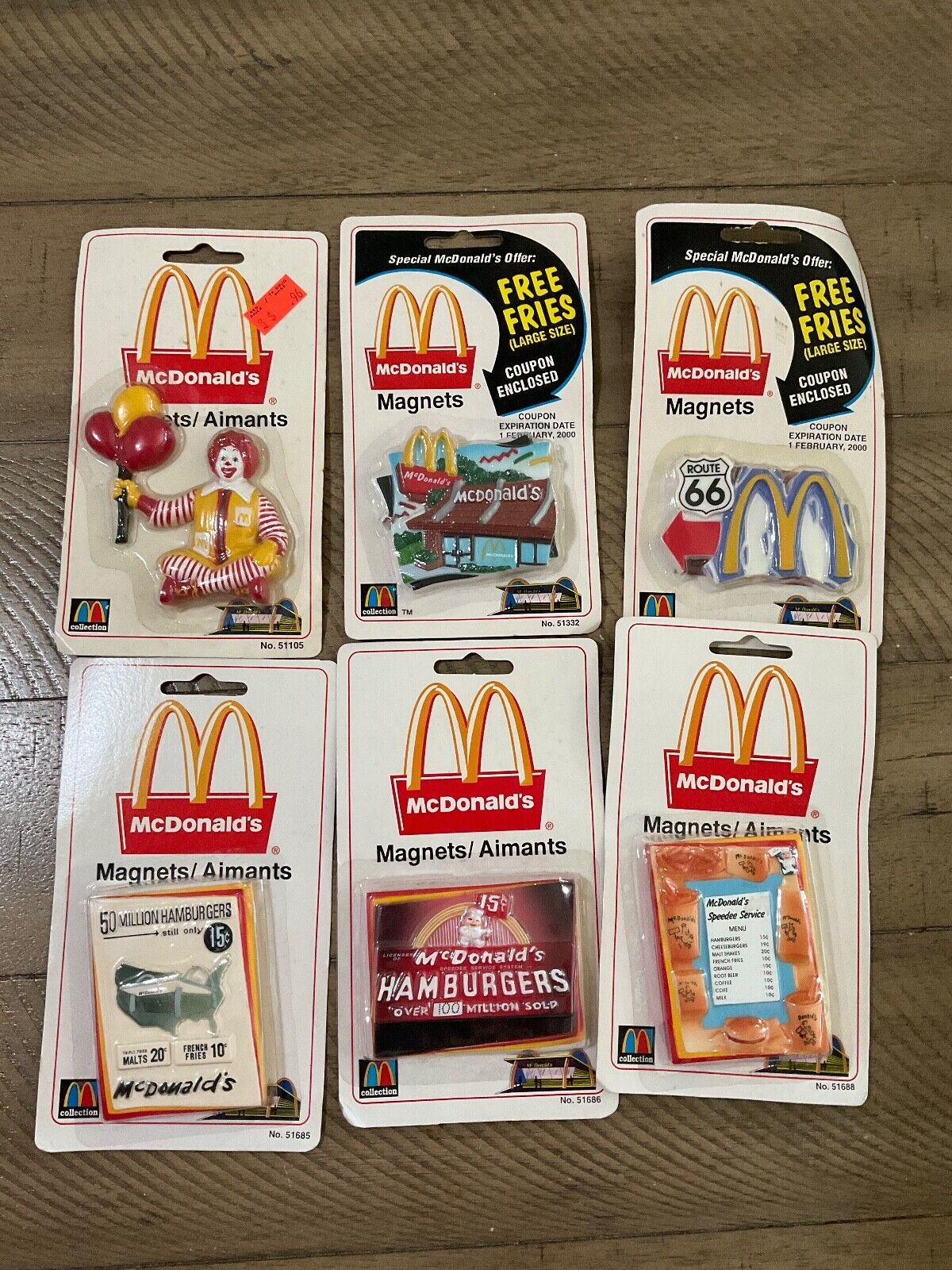 Lot of 6 Vintage McDonald’s Restaurant Refrigerator Kitchen Magnets