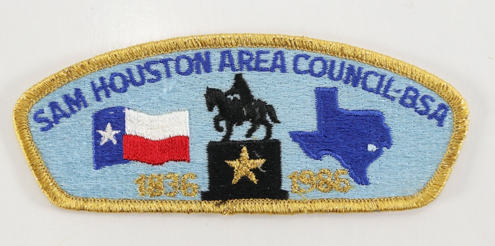 Vintage 1986 Sam Houston Council SHAC Gold 50th Boy Scout BSA CSP Shoulder Patch