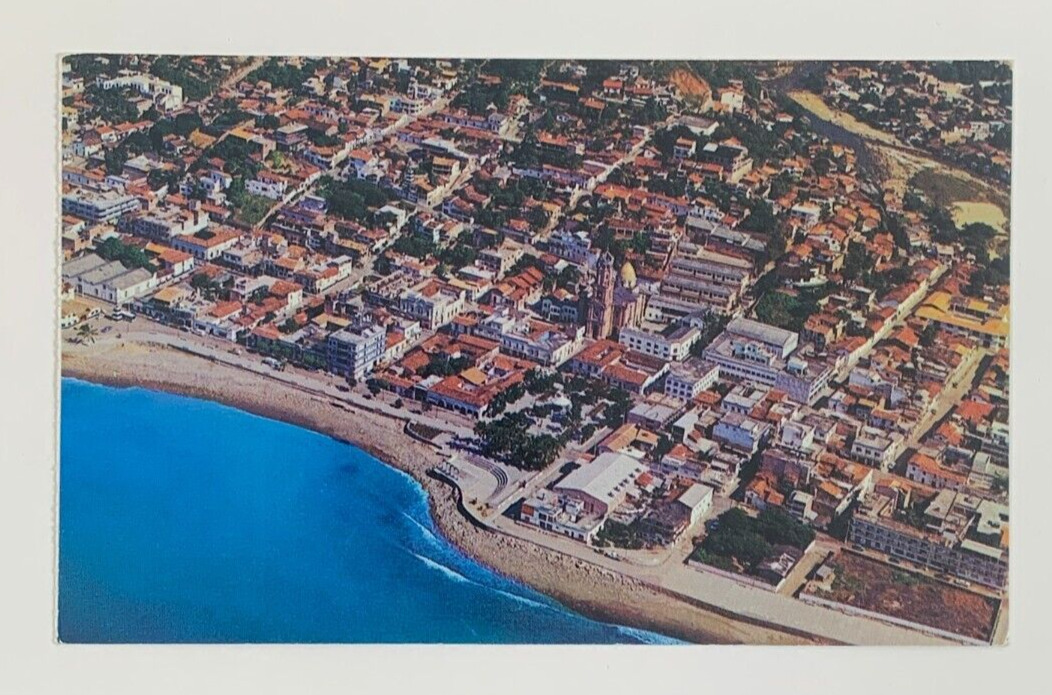 Air View of the Center and the Sea-wall Puerto Vallarta Jalisco Mexico Postcard
