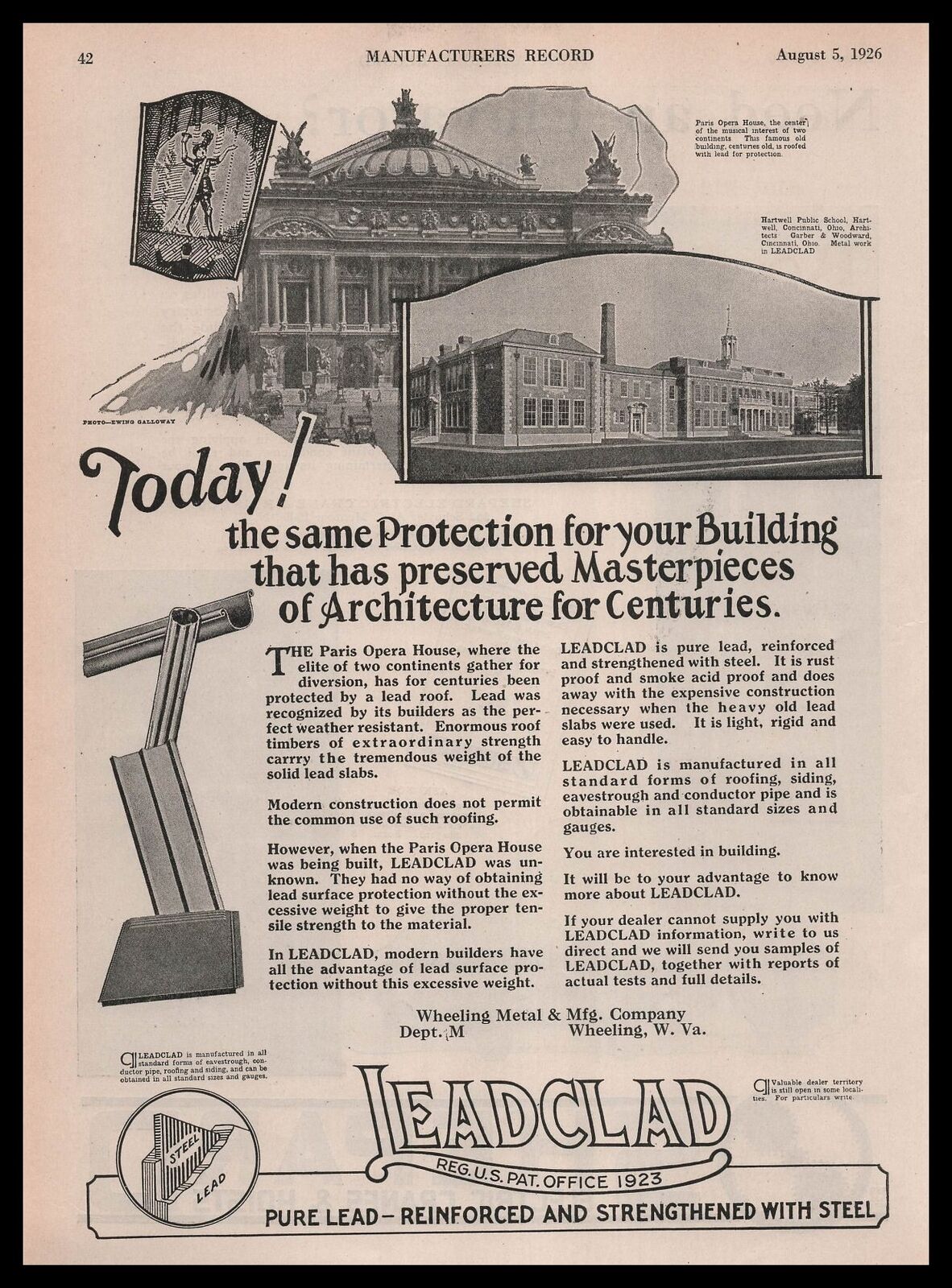 1926 Harwell Public School Photo Cincinnati Ohio Leadclad Steel Siding Print Ad