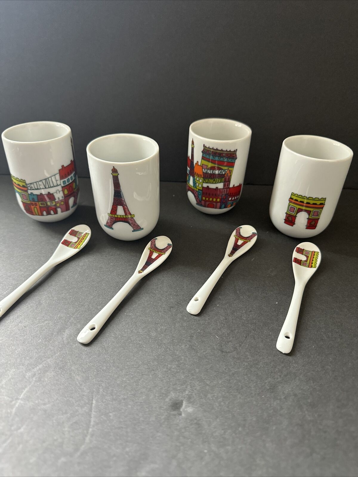 Belleville Paris 3”  Expresso Cups With Spoons SEMA Design