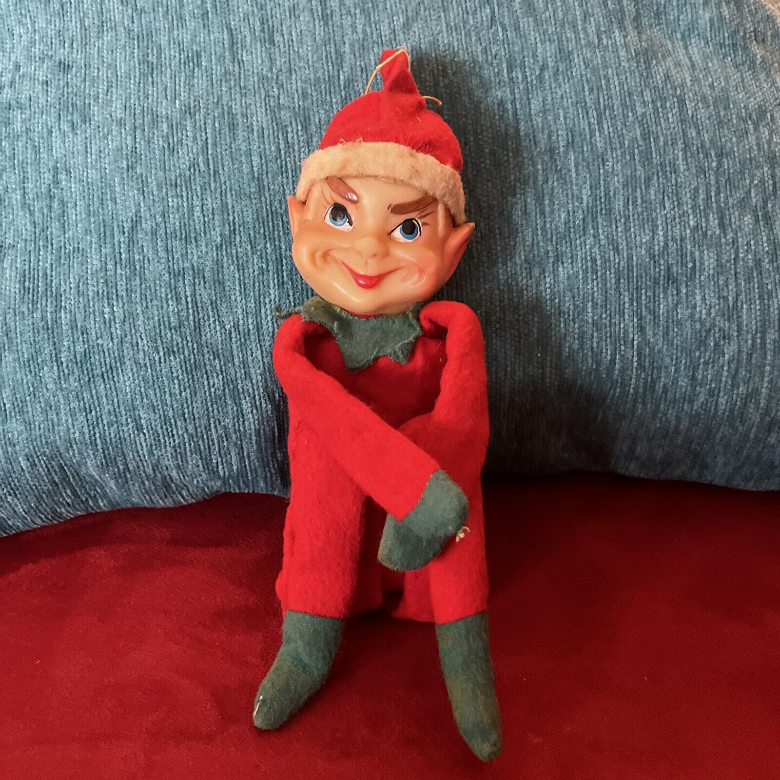 Vtg Mischievous Naughty Knee Hugger Pixie Elf Shelf Sitter Japan 14” Christmas