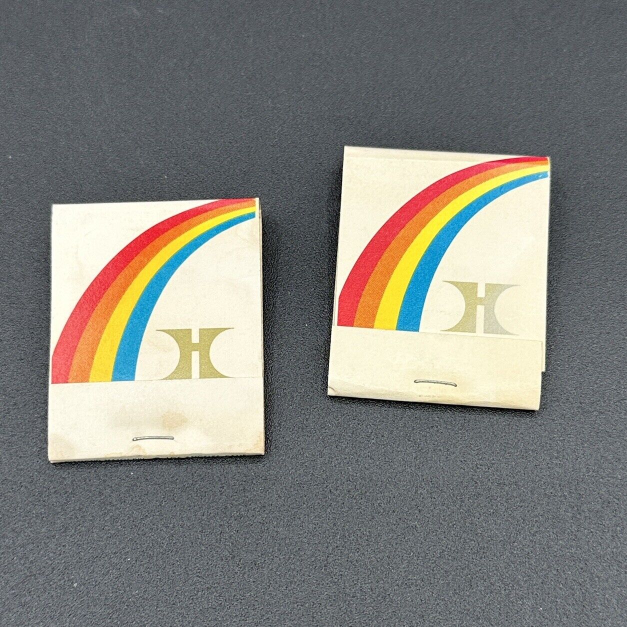 Vintage Matchbook Paper Matches - Hilton Hotels and Inns Rainbow - Set of 2