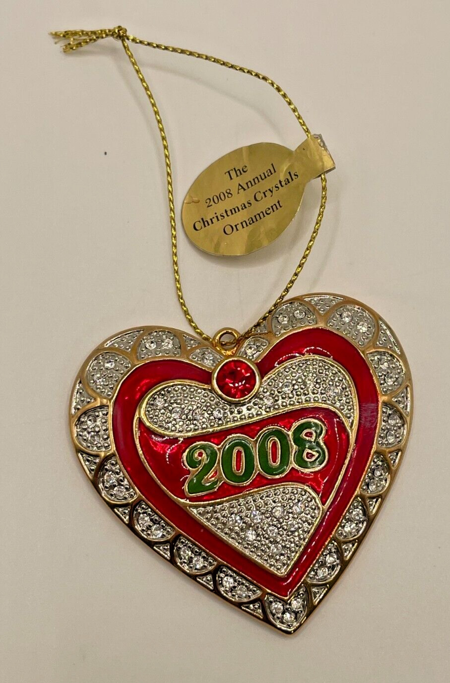 2008 Danbury Mint Annual Christmas Crystal Heart Ornament  