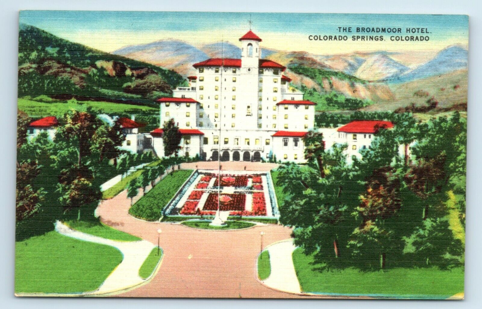 Postcard The Broadmoor Hotel, Colorado Springs CO linen G96
