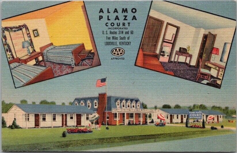 LOUISVILLE, Kentucky Postcard ALAMO PLAZA COURT Highway 31 Roadside - Linen 1949