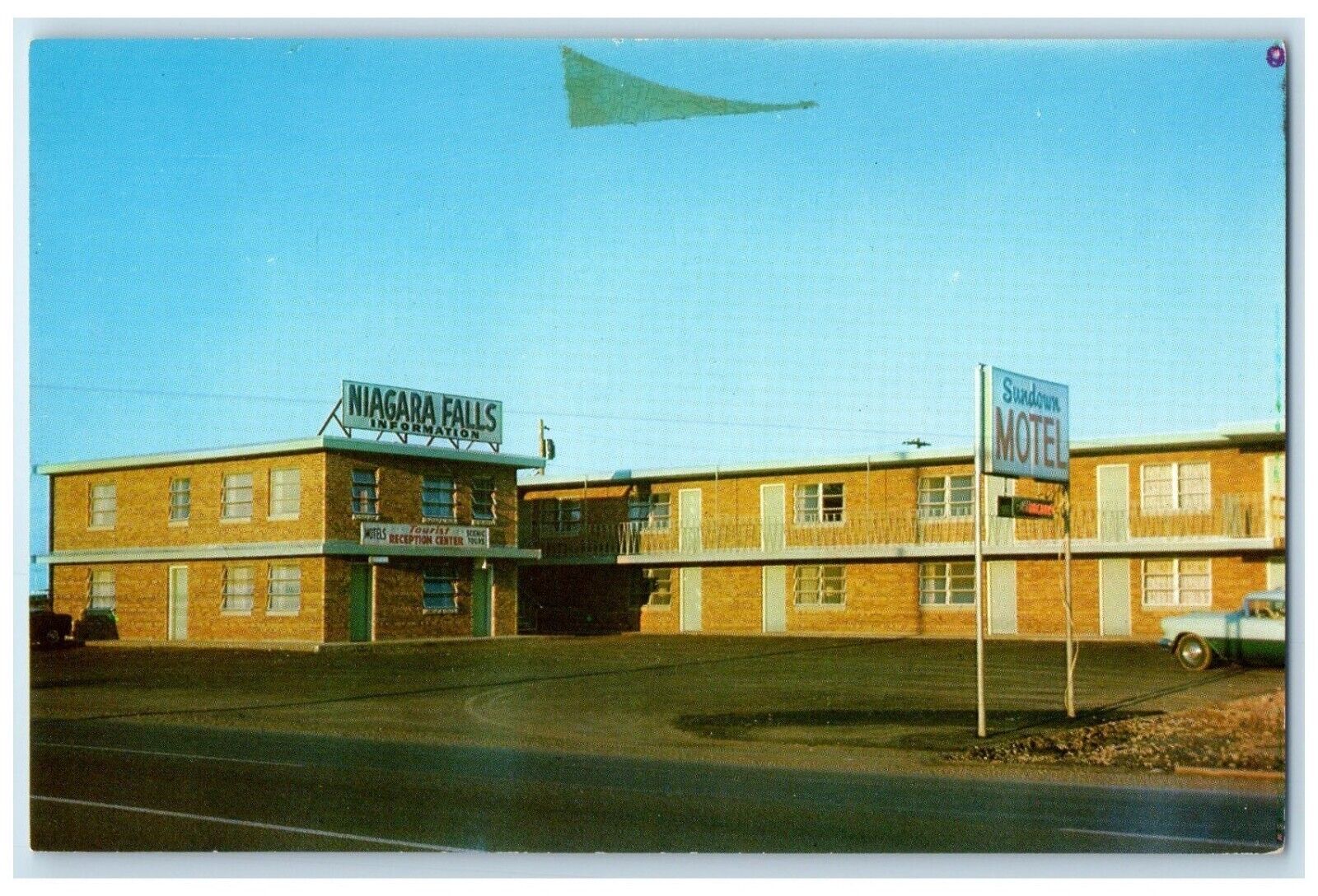 c1950's Sundown Motel Building Roadside Car Buffalo New York NY Vintage Postcard