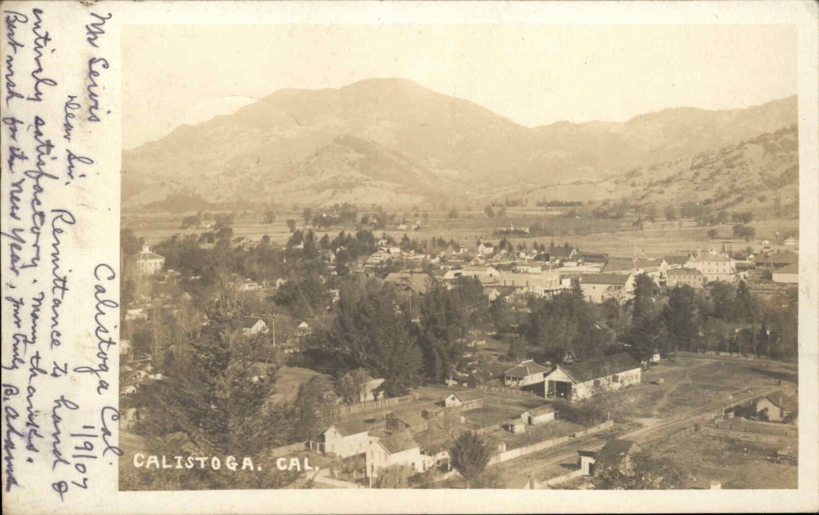 Calistoga California CA Birdseye View c1910 Real Photo Postcard