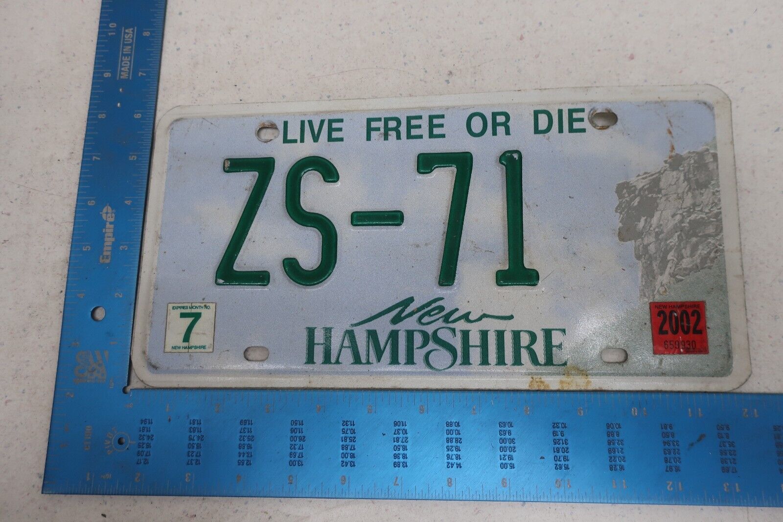 New Hampshire NH License Plate Tag Vanity 2002 02 71 1971 Z28 Camaro Chevy ZS-71