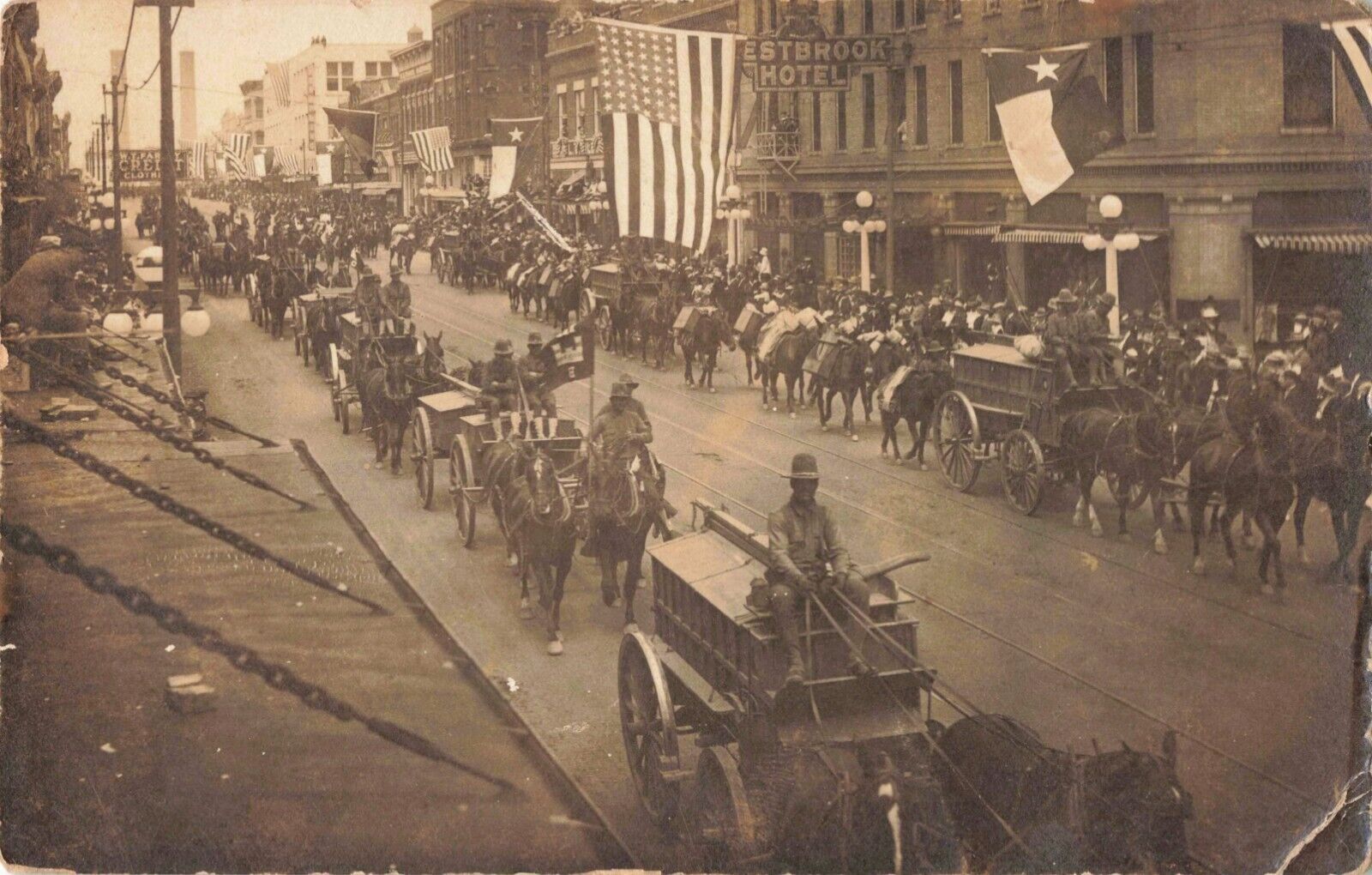 Military Parade Pancho Villa Expedition? Fort Worth Texas c1918 Real Photo RPPC