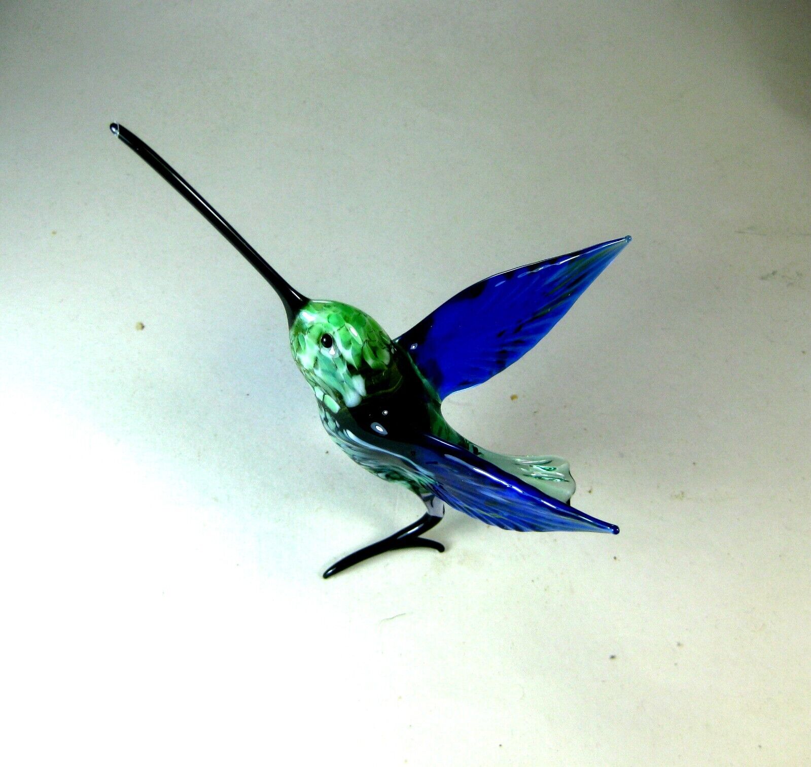 blown glass animal hummingbird blue green murano style figurine ornament 4.8\