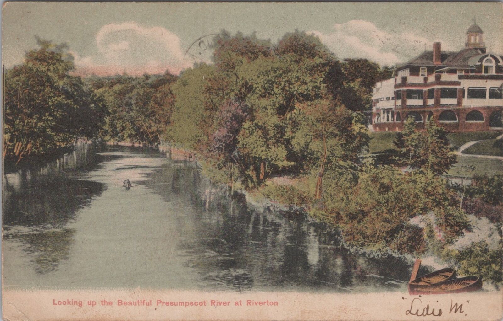 Presumpscot River at Riverton Maine 1906 Postcard