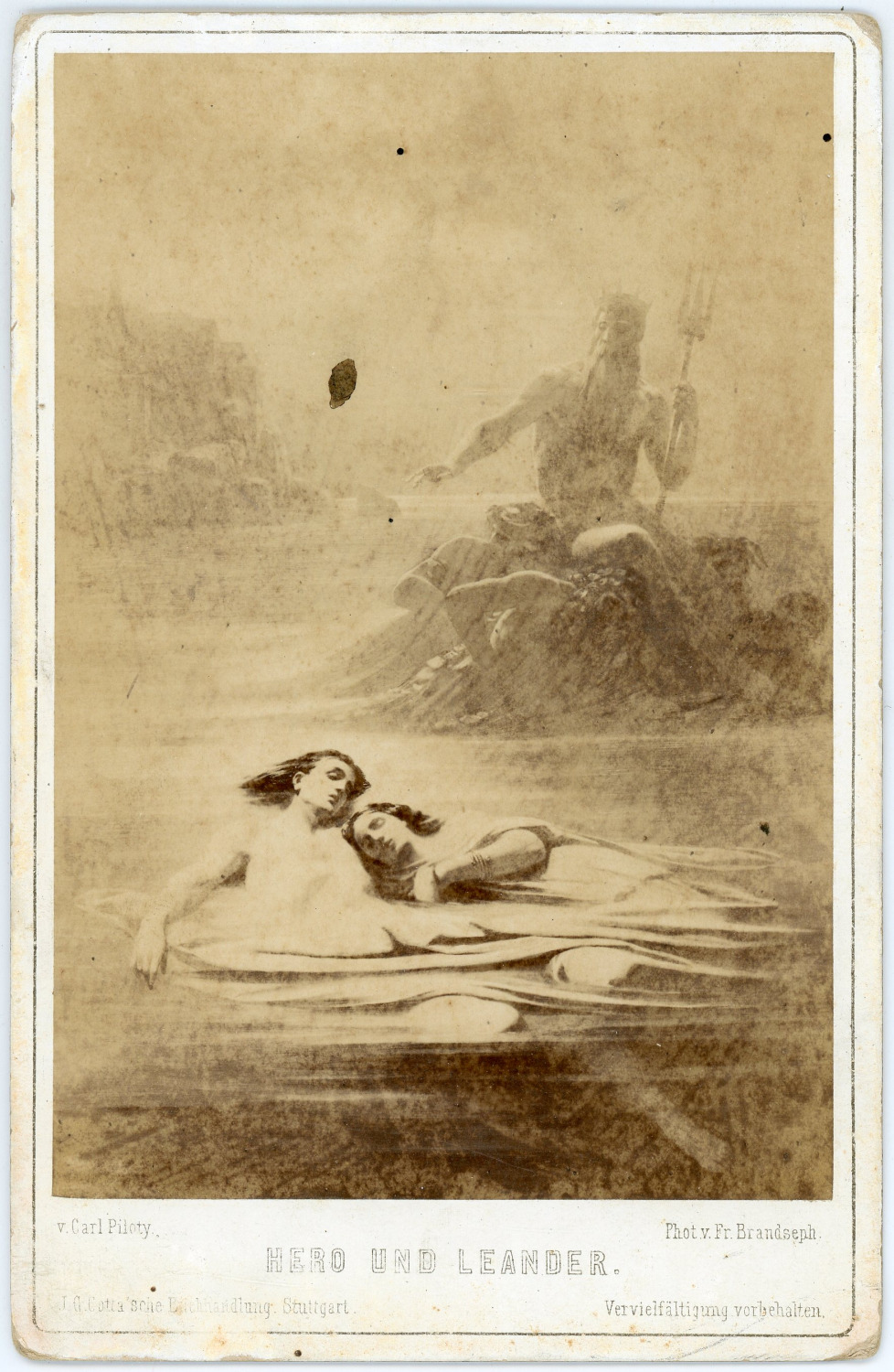 Vintage Hero and Leander Albumen Print Albumin Print 17x11 Circa 1890
