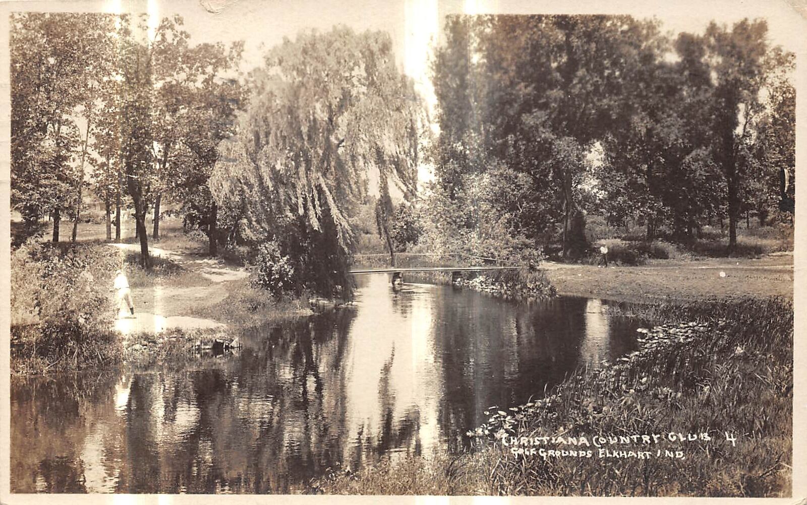 ELKHART Indiana RPPC US postcard Christiana Country Club Golf grounds river
