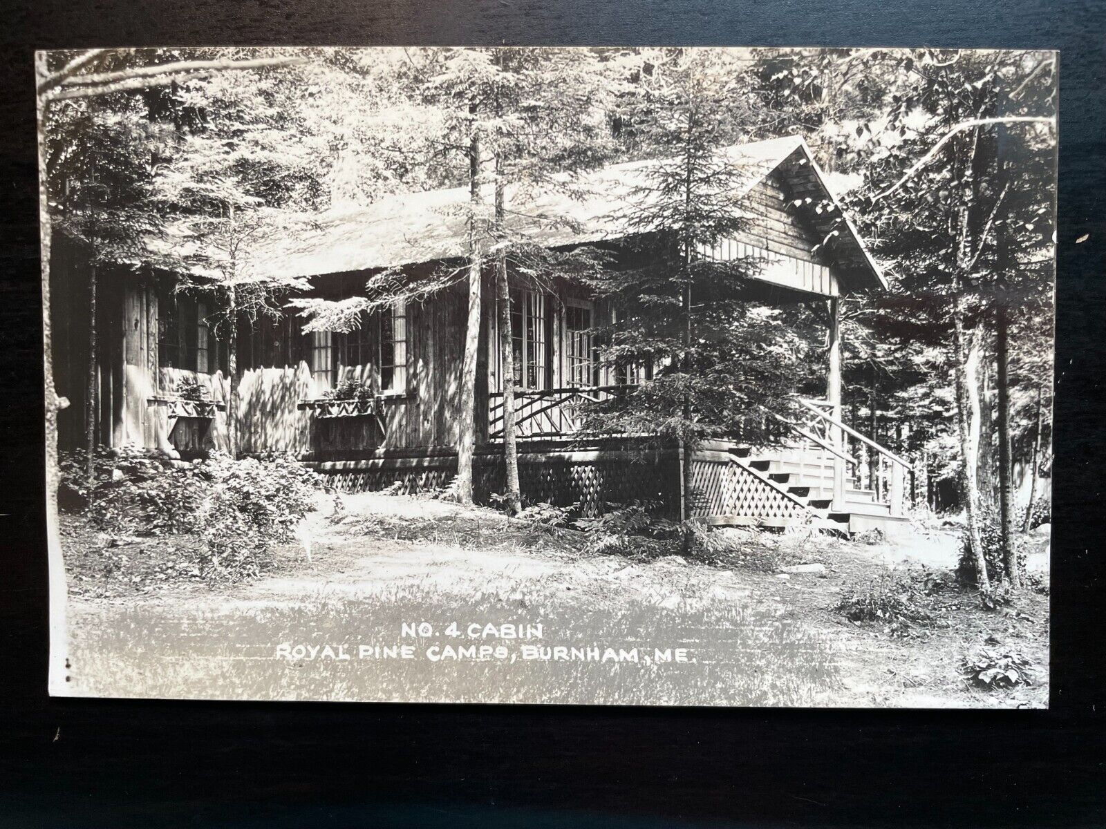 Vintage Postcard 1950 Royal Pine Camps, Burnham, ME (REAL PHOTO)