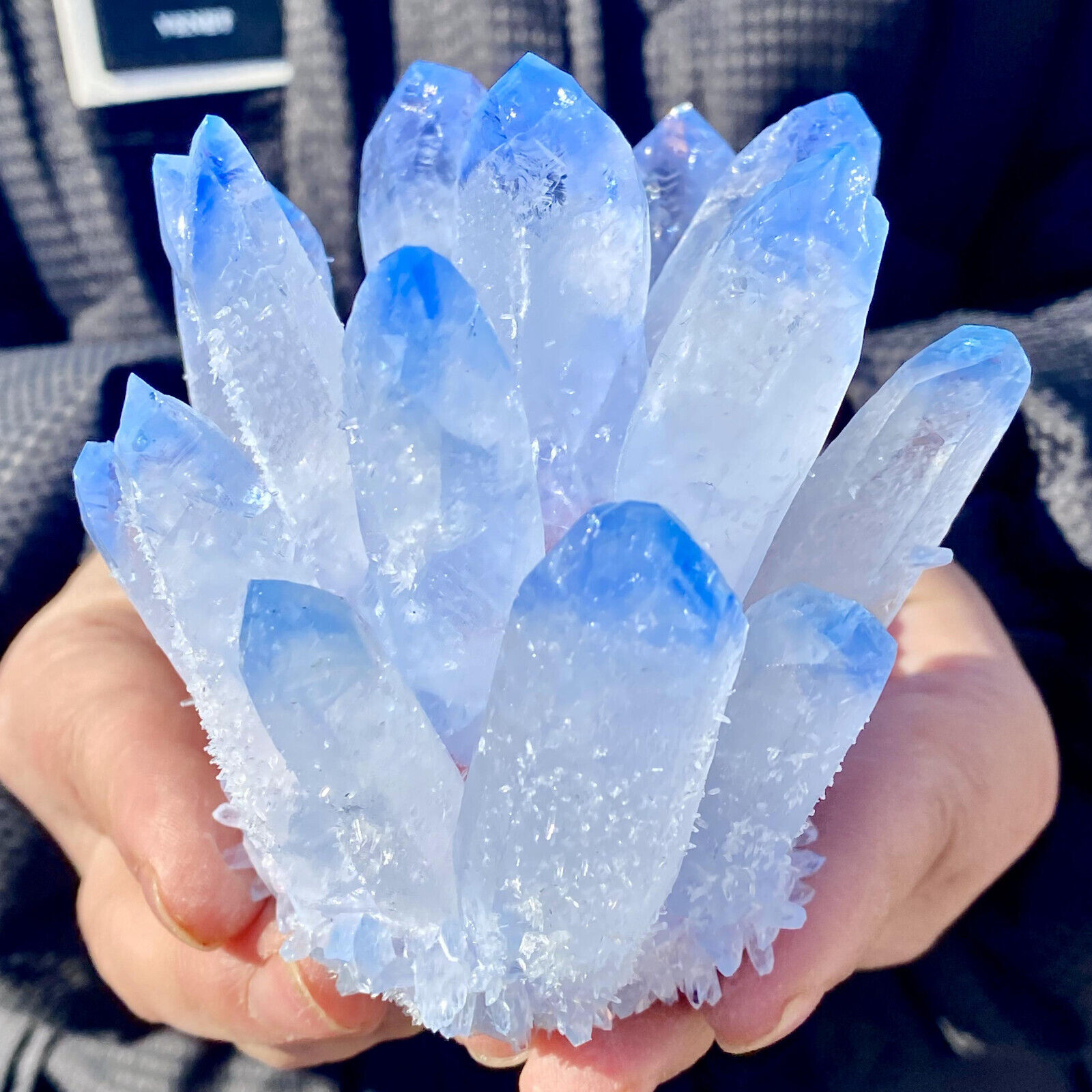 464G New Find Blue Phantom Quartz Crystal Cluster Mineral Specimen Healing.