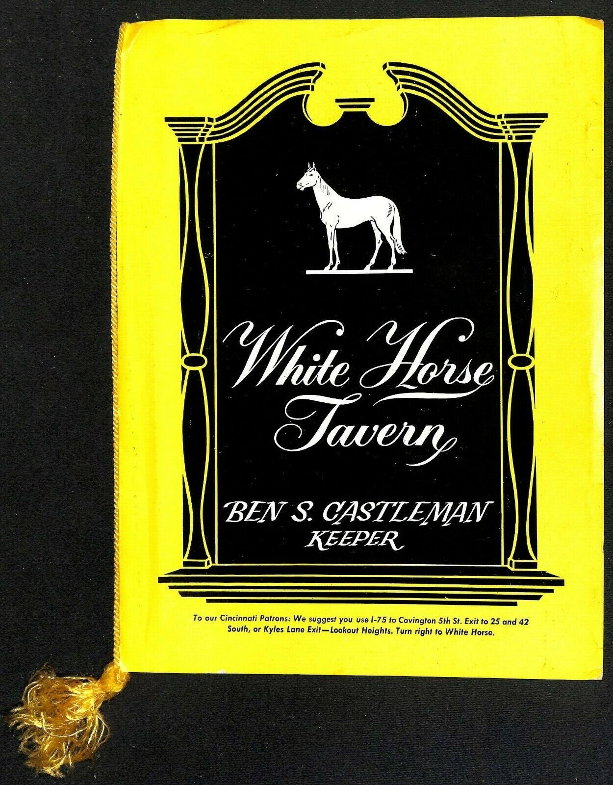 Vintage c1950's White Horse Tavern Restaurant Ben S. Castleman Park Hills 
