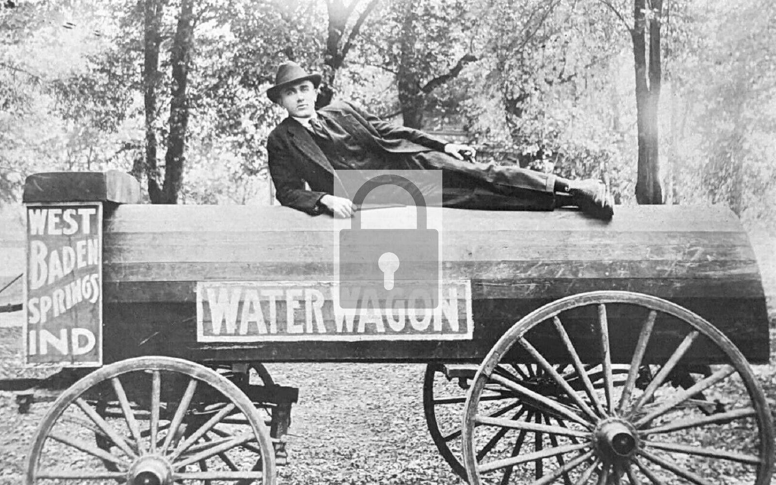 Man On Water Wagon West Baden Springs Indiana IN Reprint Postcard