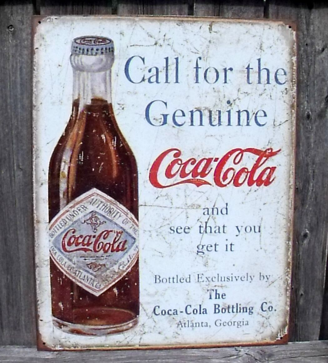 Coca Cola Sign Genuine Bottling Co. Atlanta,Ga Nostalgic New Metal 12 1/2 x 16in