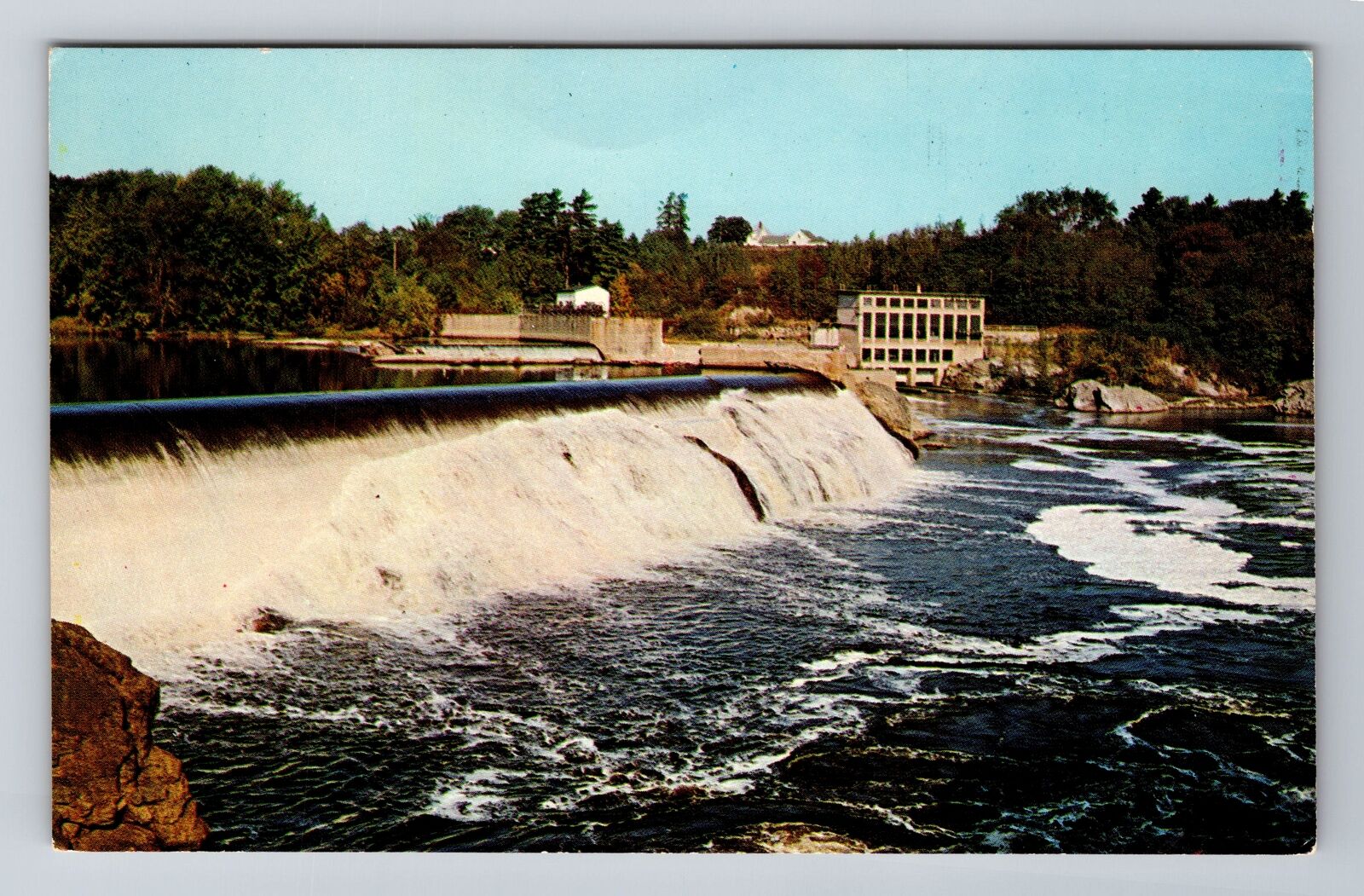 Brunswick ME-Maine, Falls On The River, Antique, Vintage Souvenir Postcard