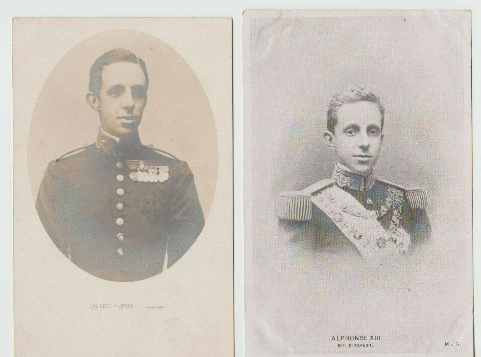 Alphonse XIII King of Spain 2 Postcards