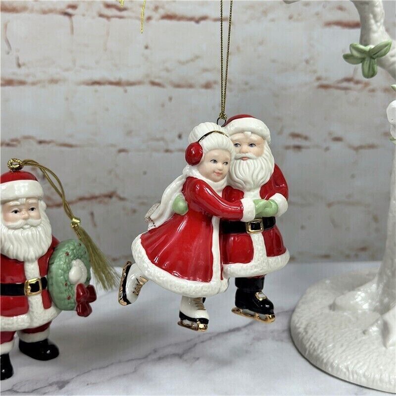 LENOX Ice Skating Santa and Mrs. Claus Figurine 2021 Ornament