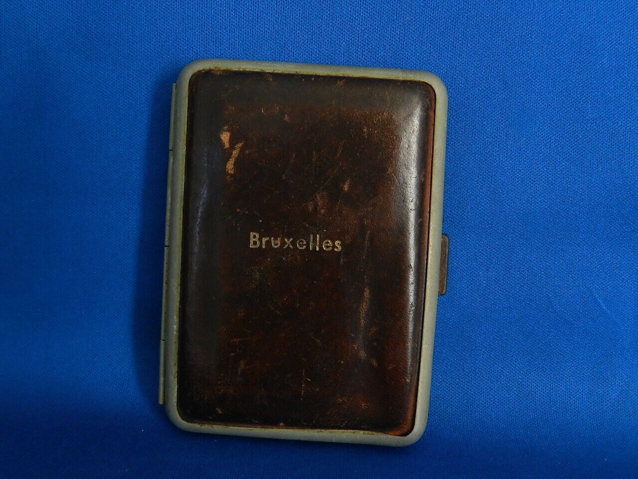 Antique Cigarette Case Leather Wrapped Marked \