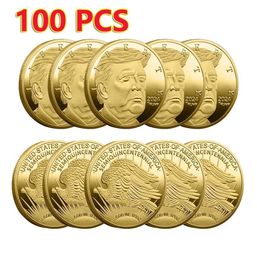 100PCS Liberty 2024 Commemorative Coin Medal President Donald Trump MAGA King