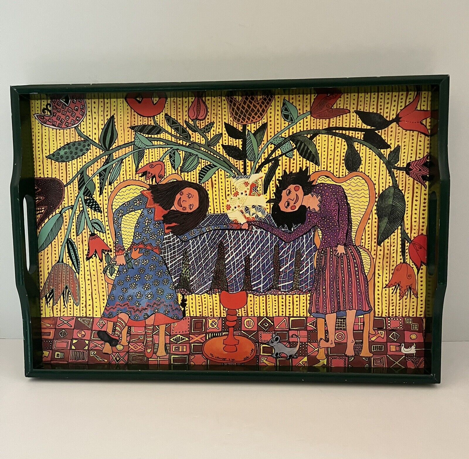 Colorful Whimsical Wooden Tea Tray ~ Friendship ~ Sisters ~ Women