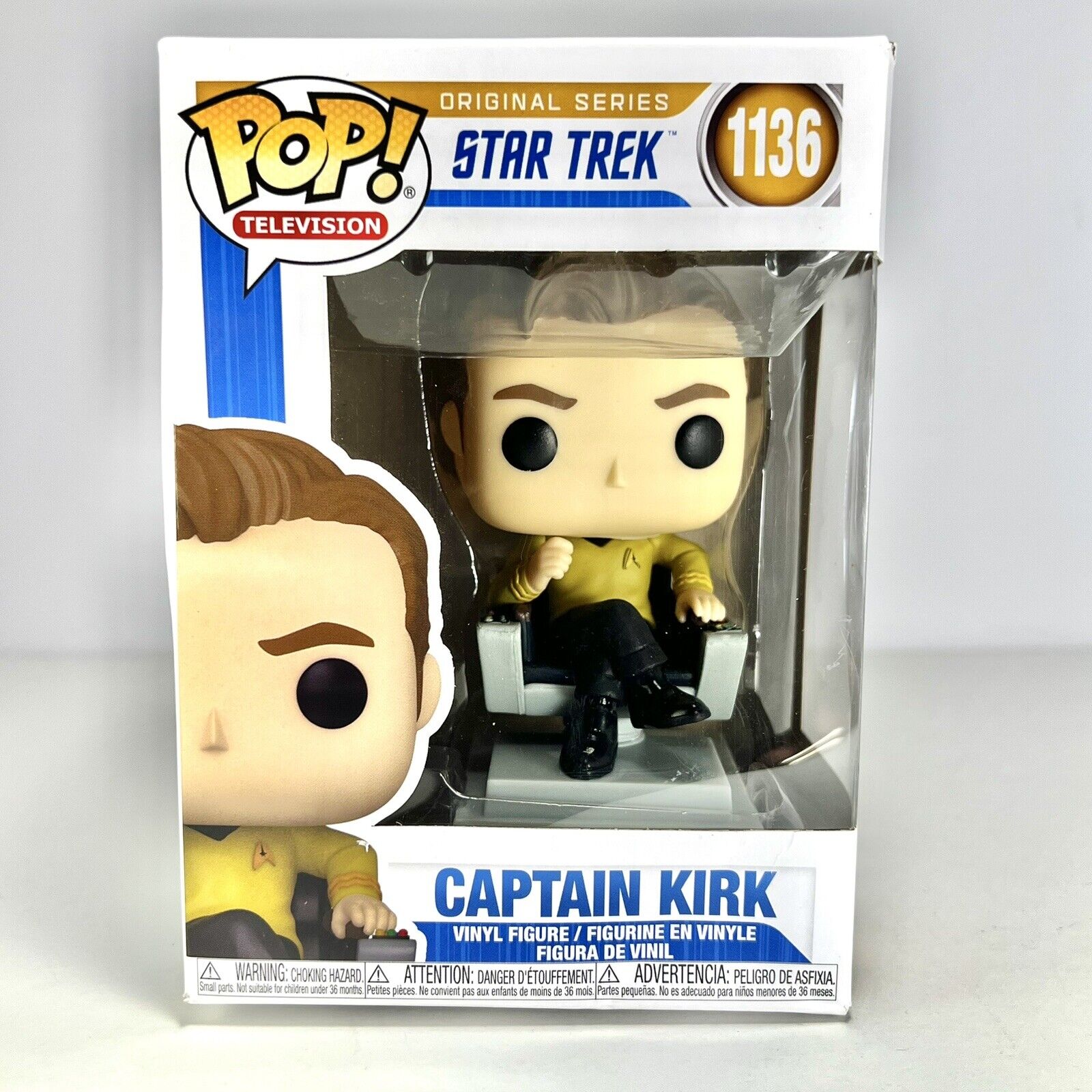 Funko Pop Television -StarTrek - Captain Kirk in Chair #1136 DAMAGED BOX