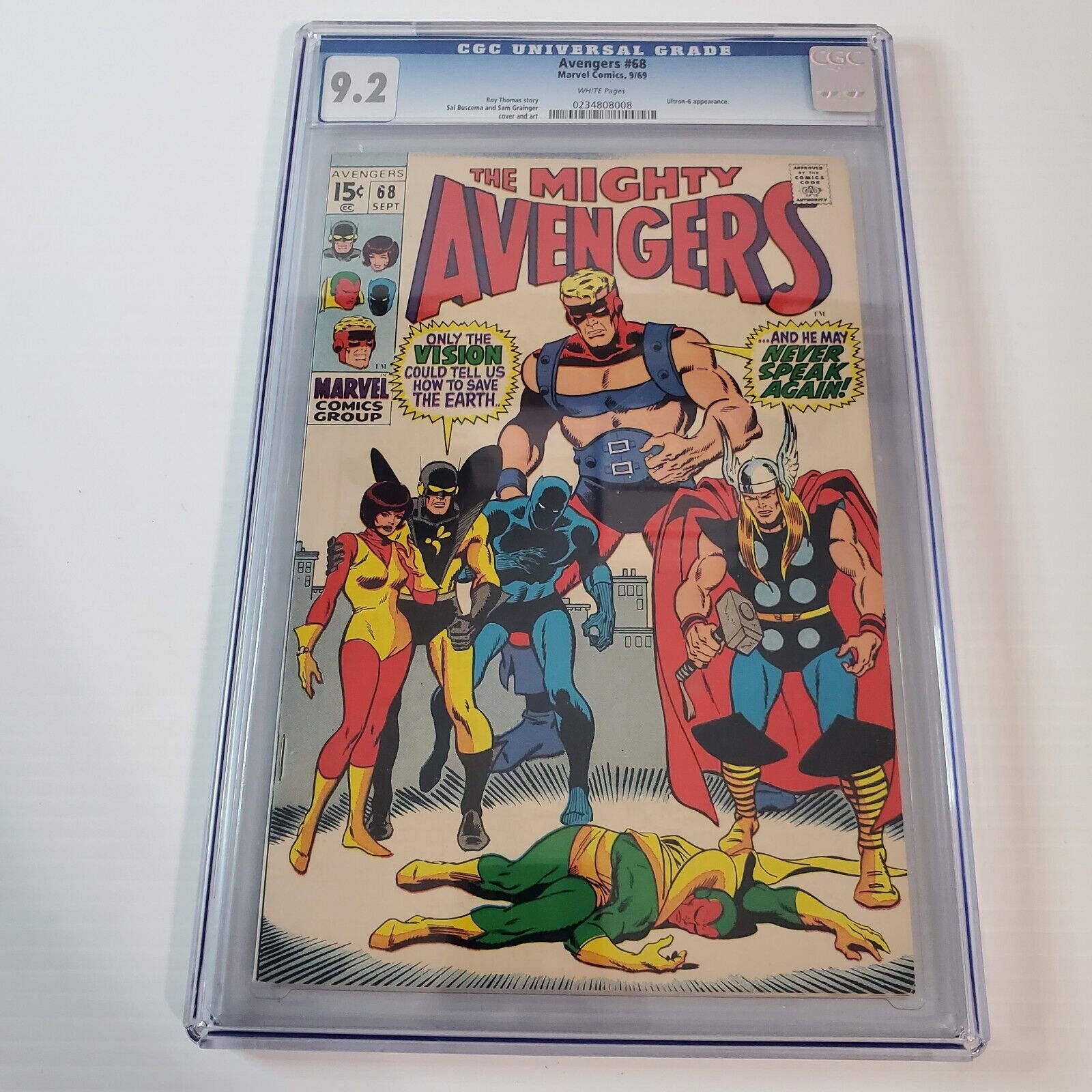 The Mighty Avengers Issue #68 Vintage 1969 Graded 9.2 CGC White Pages Marvel