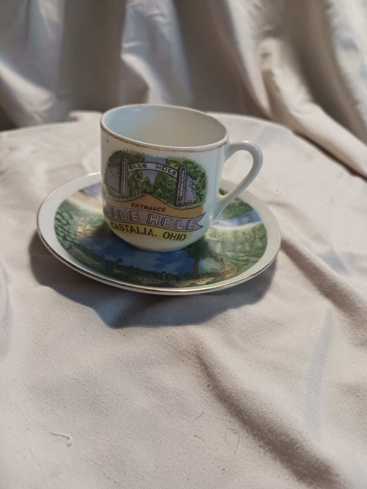 RARE Vintage Souvenir Mini Ohio Cup And Saucer Collectable porcelain