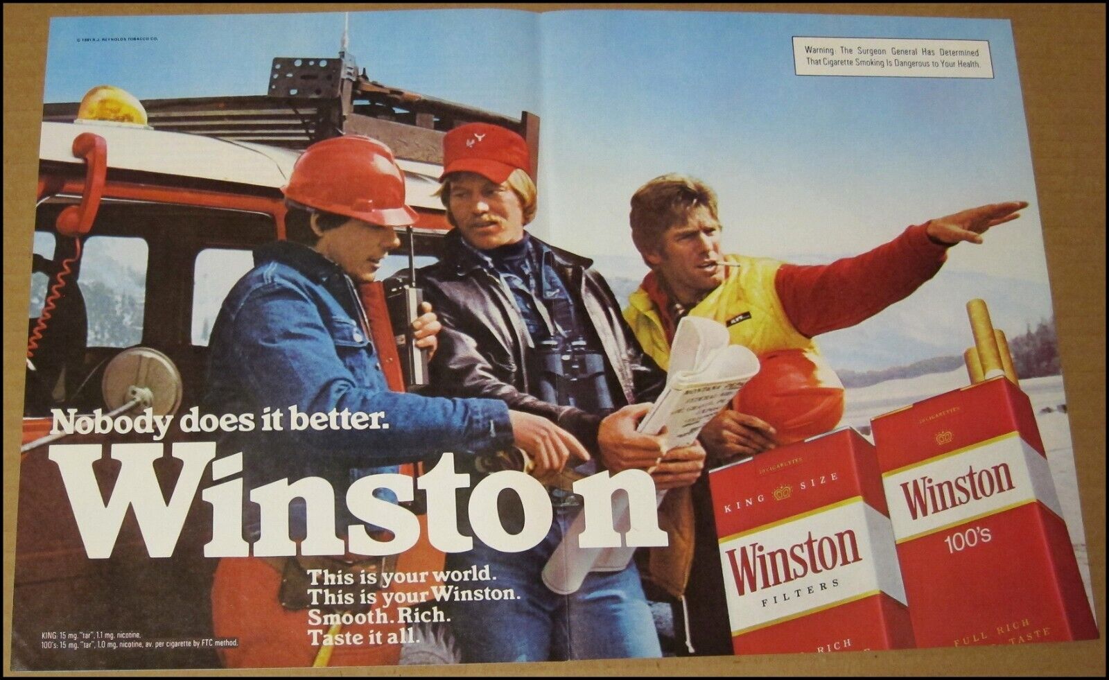 1982 Winston Cigarettes 2-Page Print Ad Advertisement Vintage Wilson Aviator