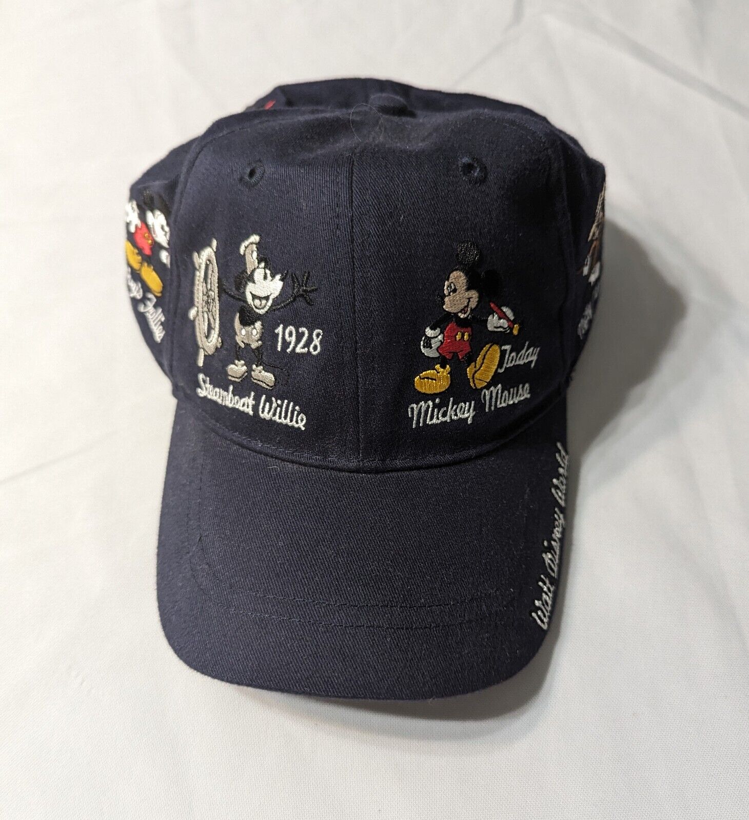 Vintage Walt Disney World Navy Blue Mickey Mouse Through The Years Hat New W/Tag