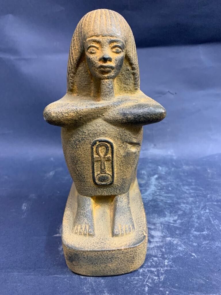 Ancient Egyptian Antiques Statue of The Seated Scribe With Key of Life Egypt BC