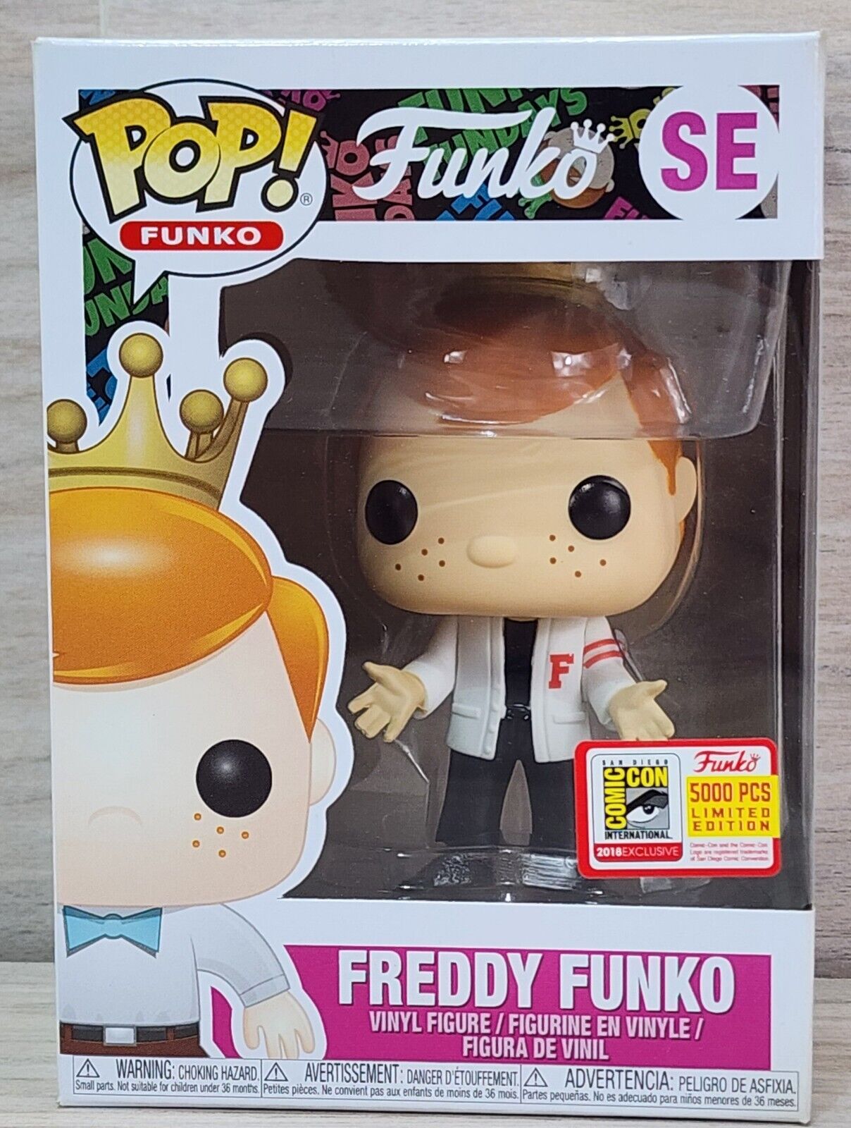 Funko Pop Freddy Funko Letterman Jacket Grease SDCC 2018 Exclusive + Protector