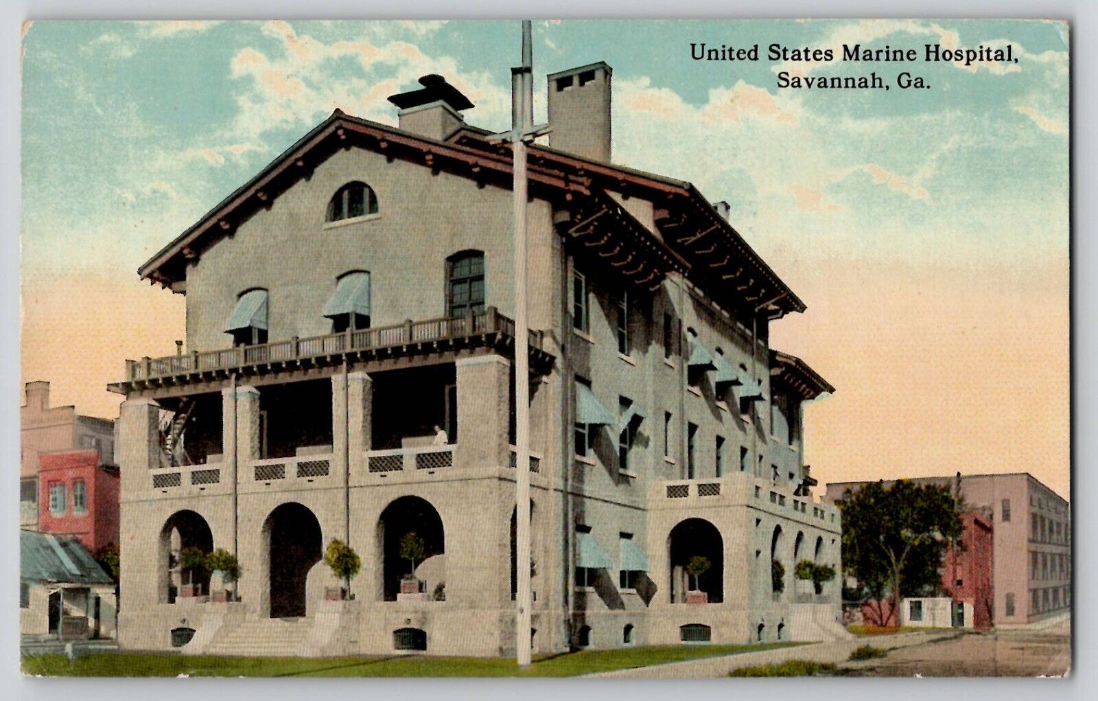 USMC United States Marine Hospital Savannah GA Postcard c1910\'s