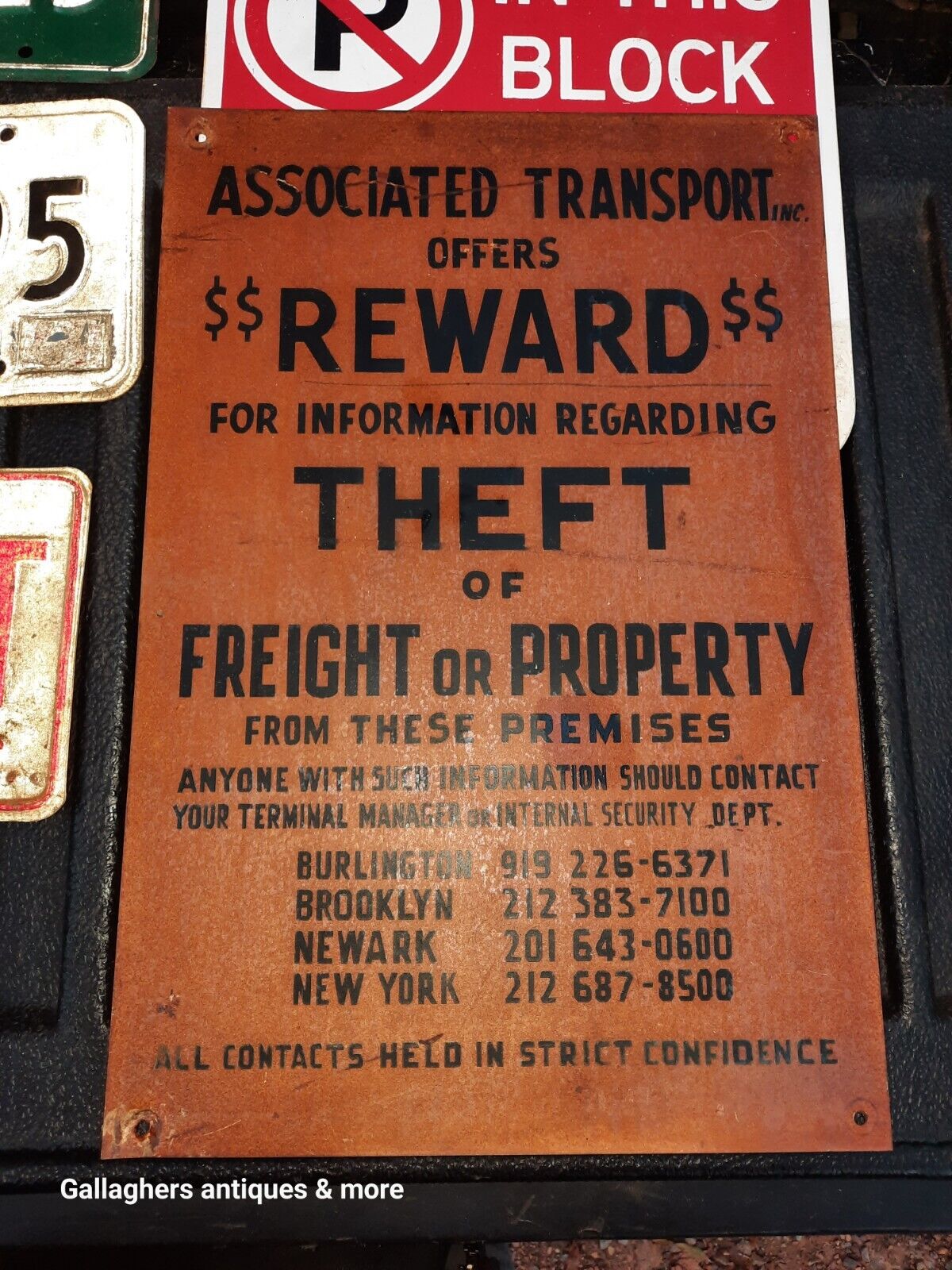 Rare Vintage Associated transport Theft reward sign Burlington Brooklyn New York
