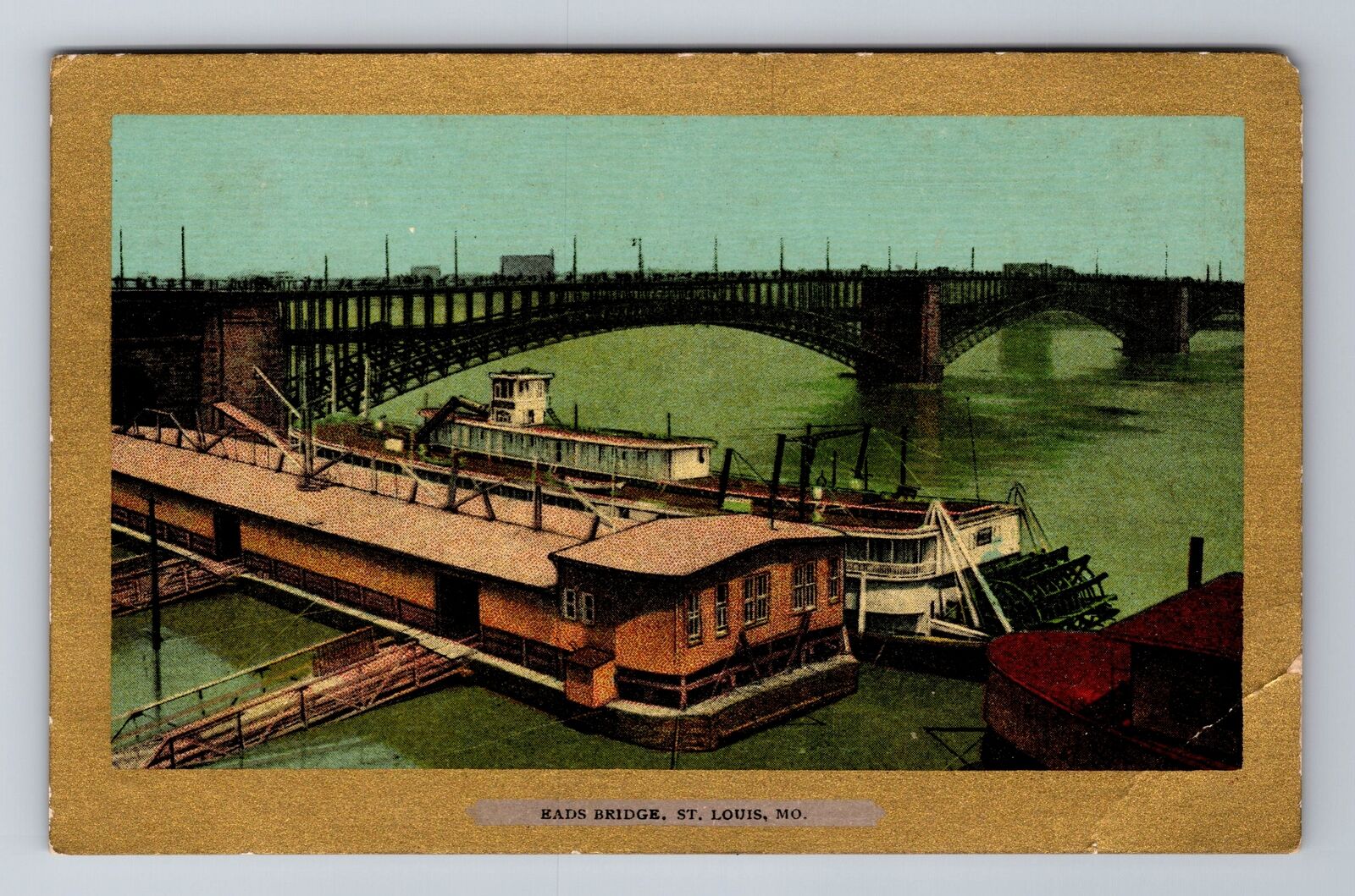 St Louis MO-Missouri, Eads Bridge, Antique Vintage Souvenir Postcard