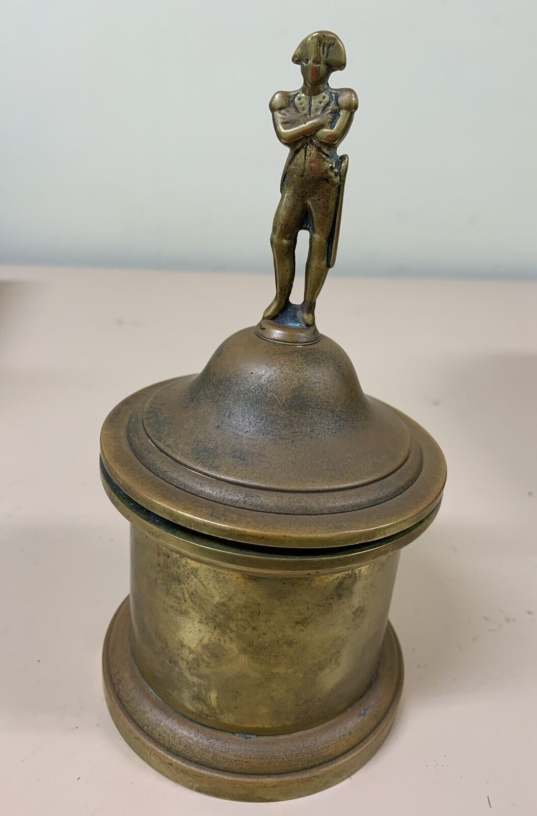 Napolean Figurine Antique Heavy Brass Container With Lid