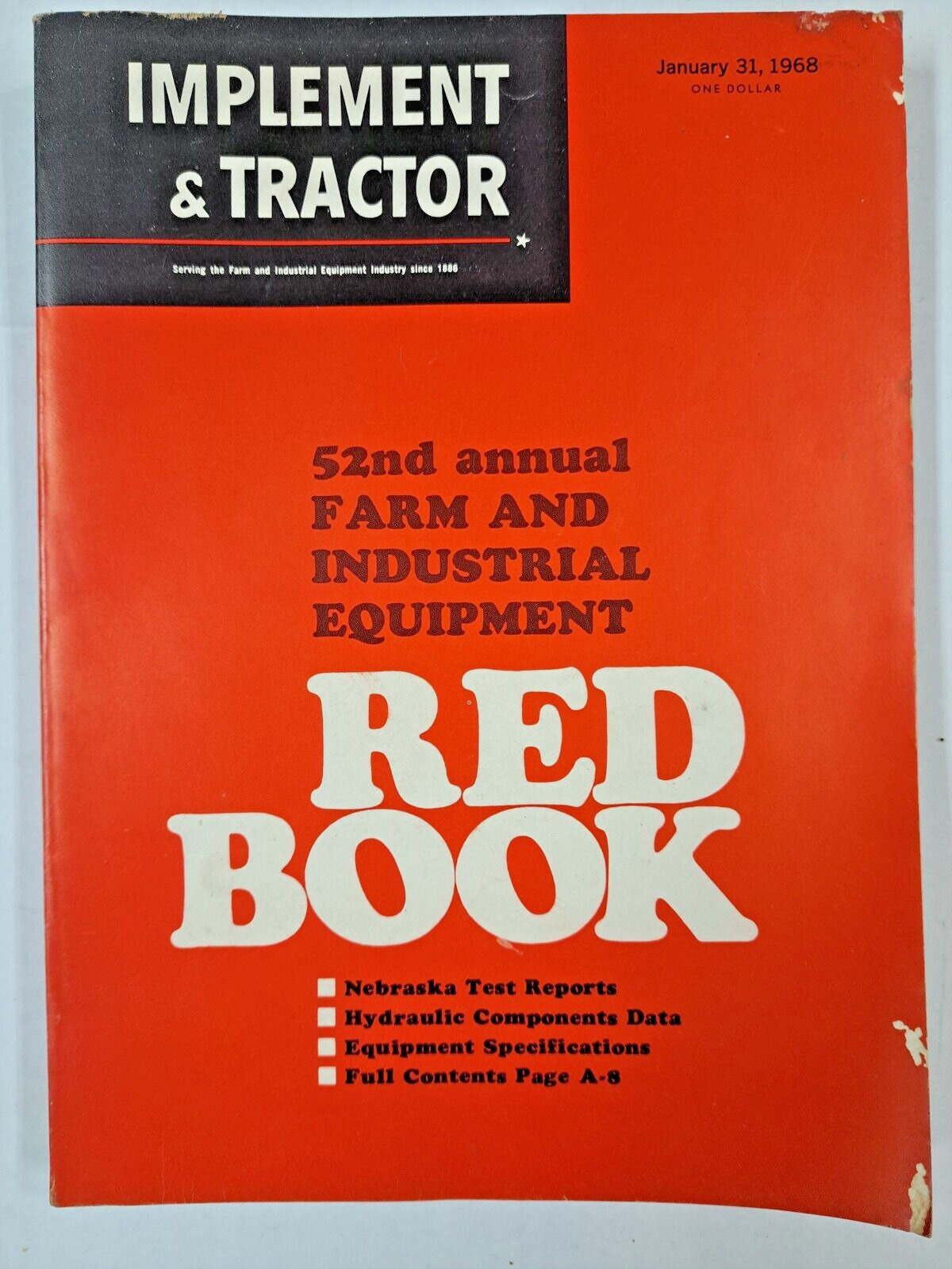 VTG 1968 52nd Annual Farm & Industrial Equipment RED BOOK Implement & Tractor