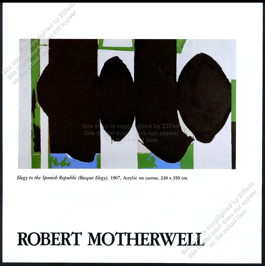 1980 Robert Motherwell Basque Elegy 1967 painting vintage print ad