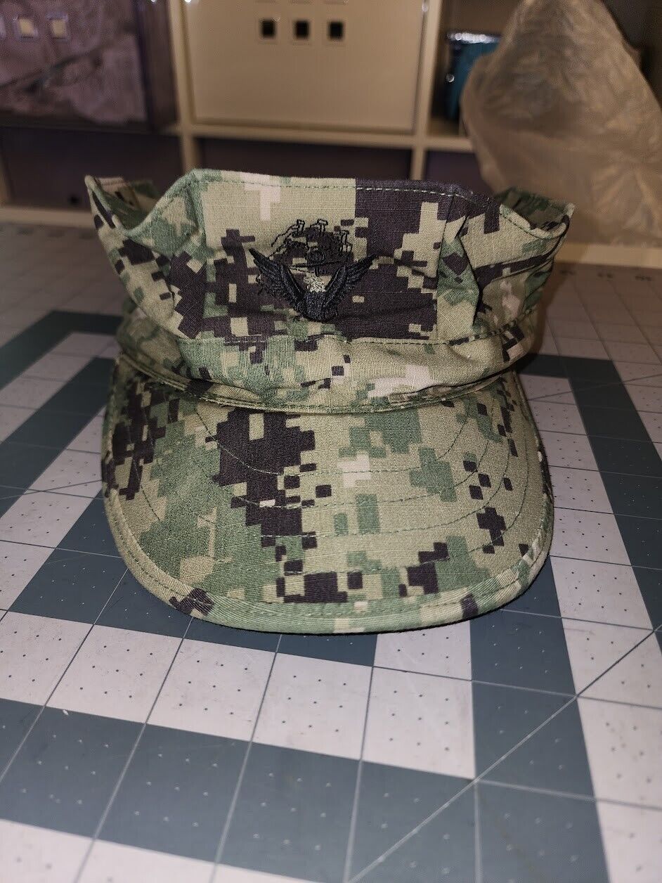 US Navy Working Type III Camo Woodland Cap Hat 8 point  x 7 1/4 - New Other