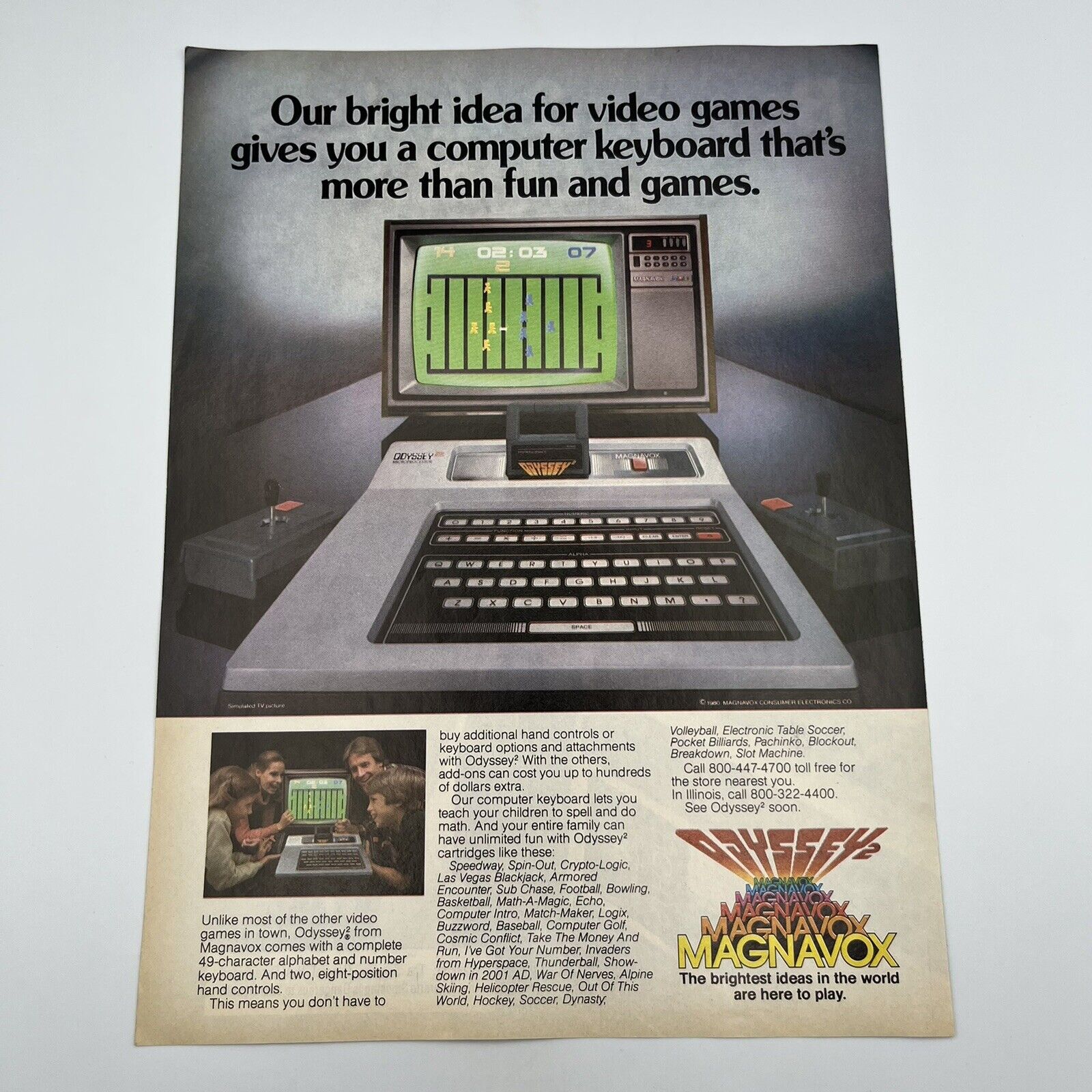 Magnavox Odyssey 2 Video Game System 1980 Vintage Print Ad 8\