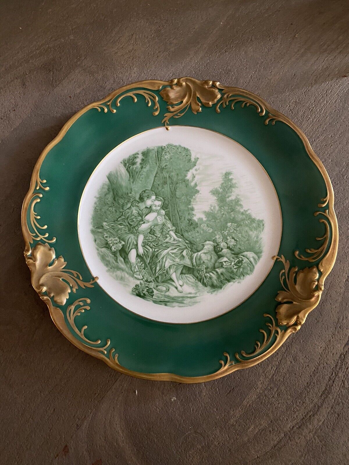 Vintage KPM hand-painted In Austria Porcelain Courting Couple Plate 9.5”