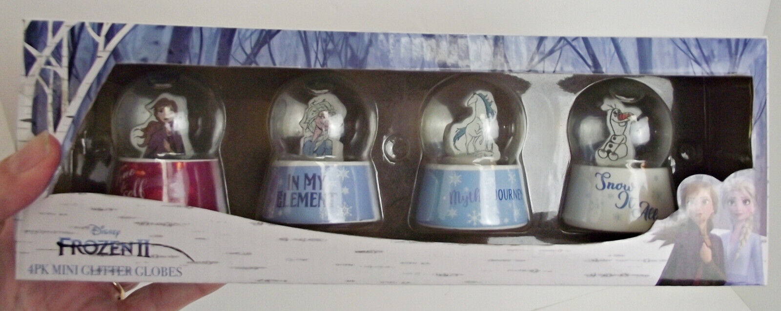 BRAND NEW SEALED Disney Frozen II 4 Pk Glitter Globes