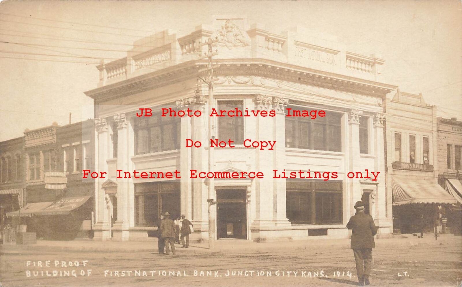 KS, Junction City, Kansas, RPPC, First National Bank, Photo No 1914
