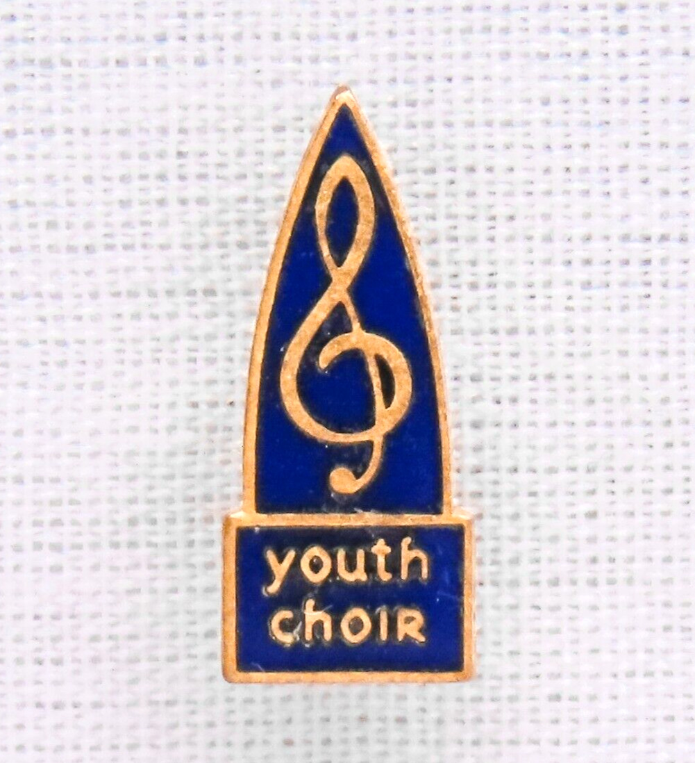 Youth Choir Pin Vintage Abingdon Press Treble Clef Music Blue Enamel Gold Tone
